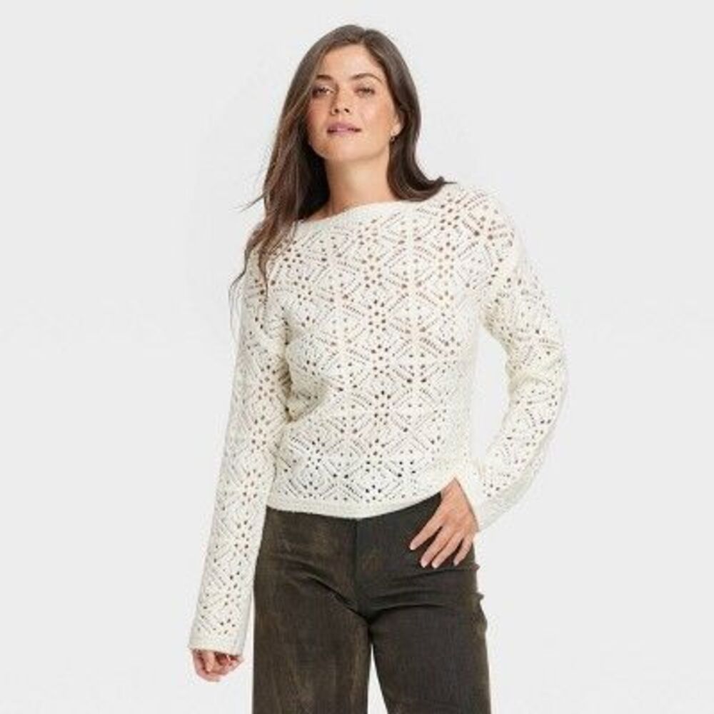 NWT Universal Thread Openwork Pullover Sweater Si… - image 1